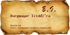 Burgmayer Izidóra névjegykártya